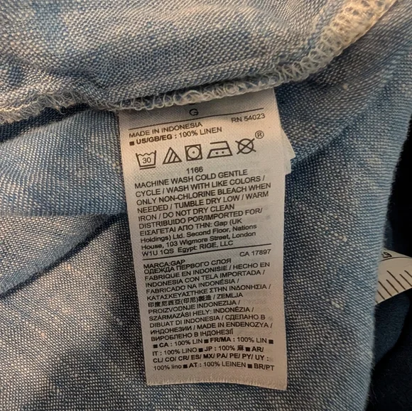 Gap 100% Linen Chambray Boyfriend Shirt Size Large L - Picture 6 of 6